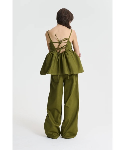 CECILIE BAHNSEN（セシリー バンセン）の「STRAP TOP W/ GATHERED PEPLUM INSERTS AND STRINGS（シャツ/ブラウス・レディース・オリーブ・6）」の4枚目の写真