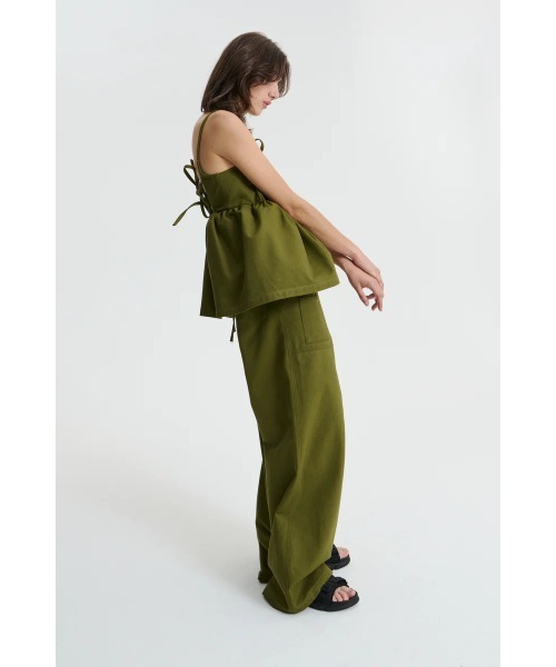 CECILIE BAHNSEN（セシリー バンセン）の「STRAP TOP W/ GATHERED PEPLUM INSERTS AND STRINGS（シャツ/ブラウス・レディース・オリーブ・6）」の3枚目の写真