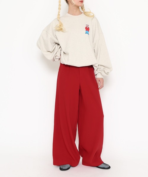 PUNYUS（プニュズ）の「PUNYUS 十週年ビッグスウェット（スウェット・レディース・スミクロ/オートミール/パープル・3/4）」の5枚目の写真