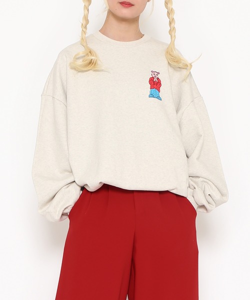 PUNYUS（プニュズ）の「PUNYUS 十週年ビッグスウェット（スウェット・レディース・スミクロ/オートミール/パープル・3/4）」の8枚目の写真