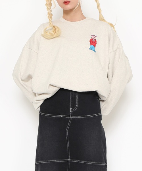 PUNYUS（プニュズ）の「PUNYUS 十週年ビッグスウェット（スウェット・レディース・スミクロ/オートミール/パープル・3/4）」の17枚目の写真