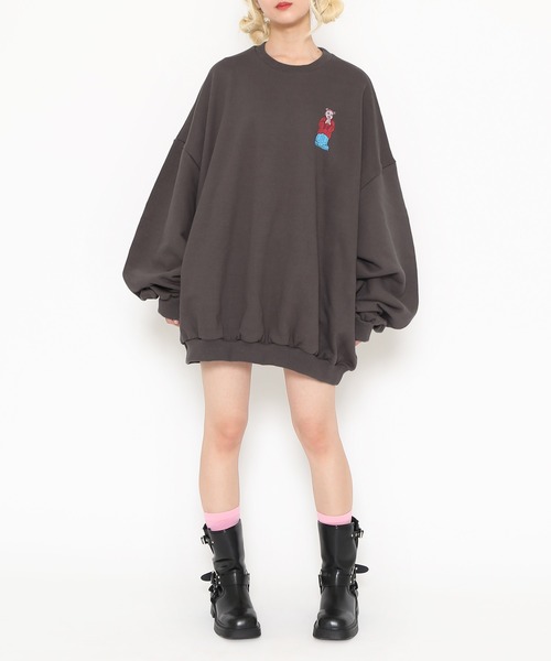 PUNYUS（プニュズ）の「PUNYUS 十週年ビッグスウェット（スウェット・レディース・スミクロ/オートミール/パープル・3/4）」の19枚目の写真