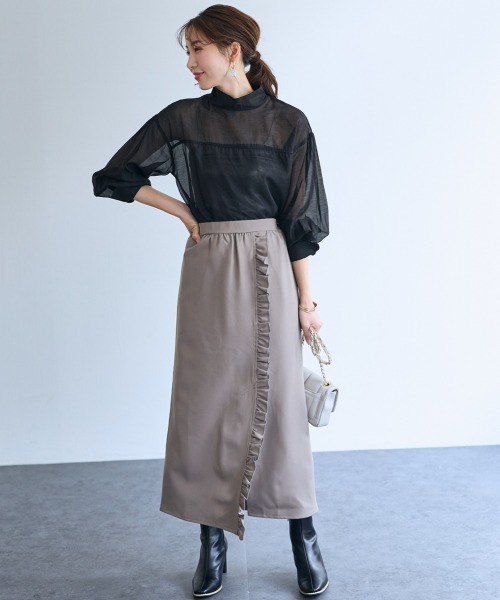 SMILE LAND（スマイルランド）の「２点セット（フリルビスチェ+スカート）＜大きいサイズ有＞【OtonaSMILE】（スカート・レディース・ブラック/グレー・4L/5L/LL/3L/M/L）」の5枚目の写真