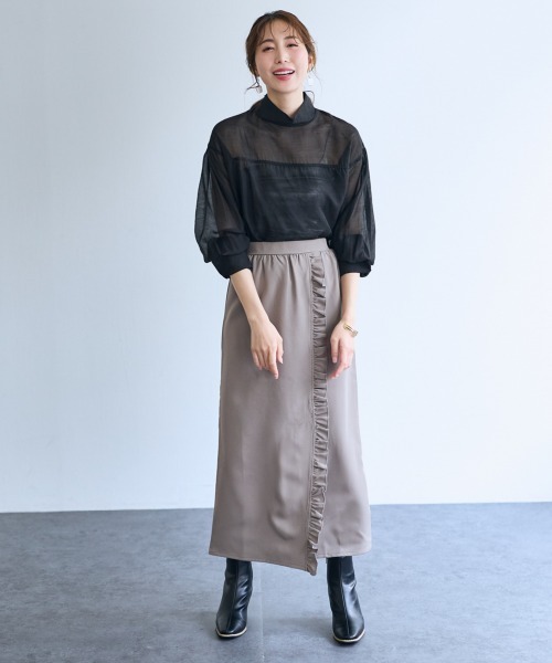 SMILE LAND（スマイルランド）の「２点セット（フリルビスチェ+スカート）＜大きいサイズ有＞【OtonaSMILE】（スカート・レディース・ブラック/グレー・4L/5L/LL/3L/M/L）」の6枚目の写真