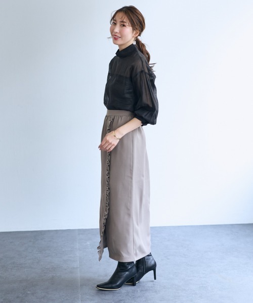 SMILE LAND（スマイルランド）の「２点セット（フリルビスチェ+スカート）＜大きいサイズ有＞【OtonaSMILE】（スカート・レディース・ブラック/グレー・4L/5L/LL/3L/M/L）」の7枚目の写真