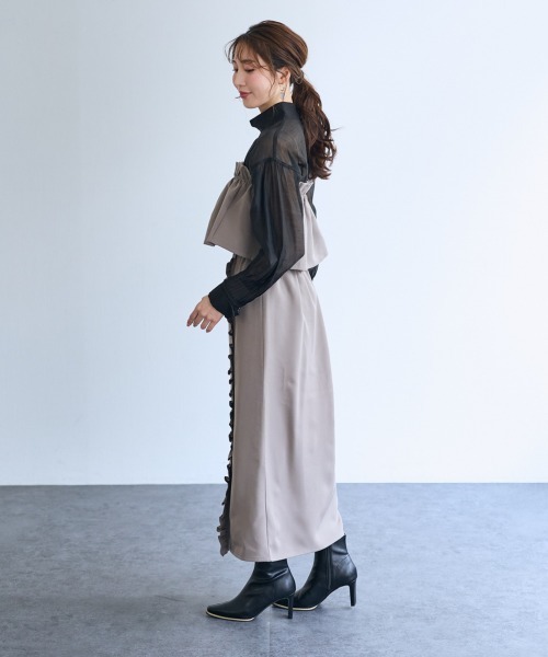 SMILE LAND（スマイルランド）の「２点セット（フリルビスチェ+スカート）＜大きいサイズ有＞【OtonaSMILE】（スカート・レディース・ブラック/グレー・4L/5L/LL/3L/M/L）」の9枚目の写真