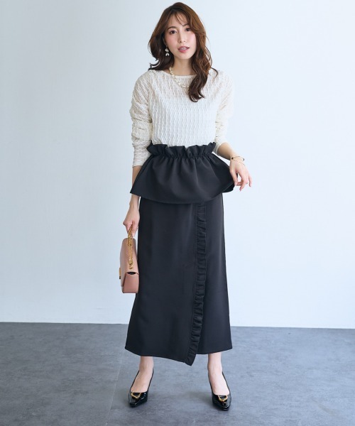 SMILE LAND（スマイルランド）の「２点セット（フリルビスチェ+スカート）＜大きいサイズ有＞【OtonaSMILE】（スカート・レディース・ブラック/グレー・4L/5L/LL/3L/M/L）」の11枚目の写真