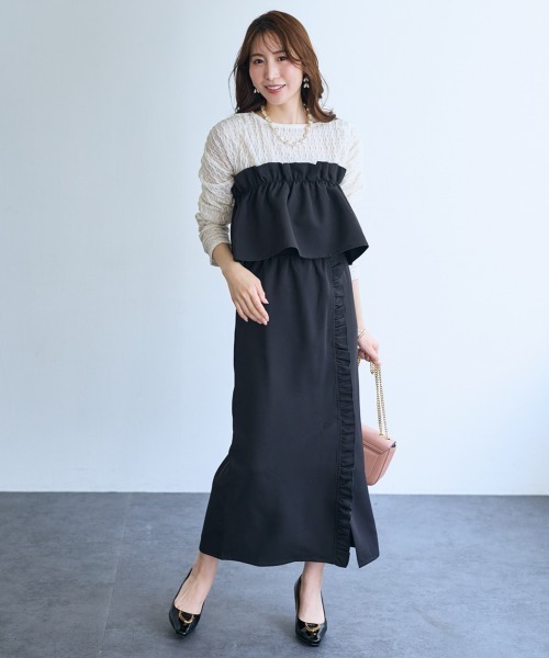 SMILE LAND（スマイルランド）の「２点セット（フリルビスチェ+スカート）＜大きいサイズ有＞【OtonaSMILE】（スカート・レディース・ブラック/グレー・4L/5L/LL/3L/M/L）」の13枚目の写真