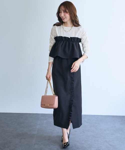 SMILE LAND（スマイルランド）の「２点セット（フリルビスチェ+スカート）＜大きいサイズ有＞【OtonaSMILE】（スカート・レディース・ブラック/グレー・4L/5L/LL/3L/M/L）」の14枚目の写真