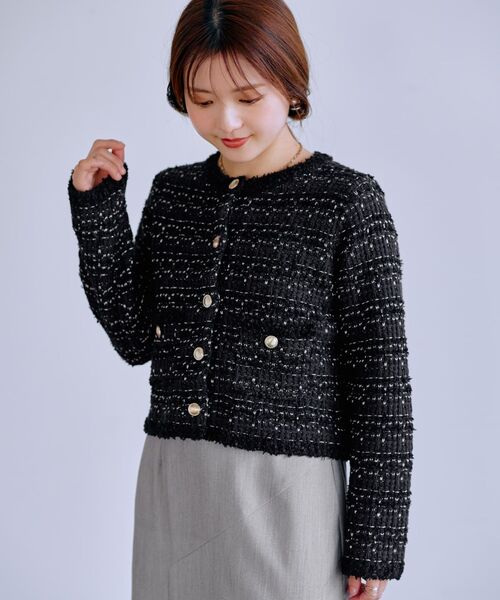 COHINA（コヒナ）の「ラメツイードニットカーディガン 【低身長・小柄女性】（カーディガン/ボレロ・レディース・ネイビー/ブルー/ホワイト・ONE SIZE）」の12枚目の写真