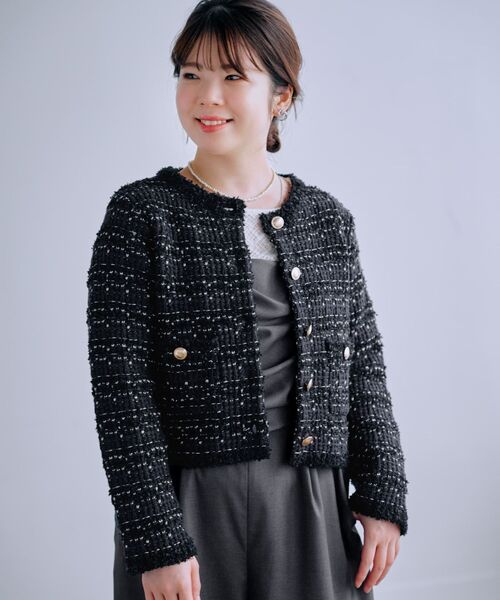 COHINA（コヒナ）の「ラメツイードニットカーディガン 【低身長・小柄女性】（カーディガン/ボレロ・レディース・ネイビー/ブルー/ホワイト・ONE SIZE）」の8枚目の写真
