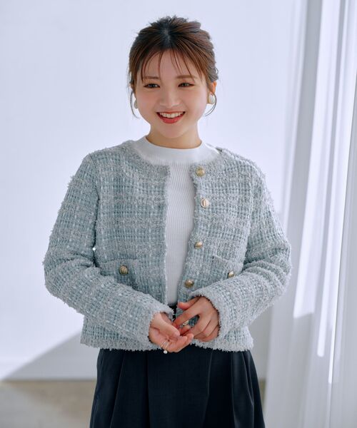 COHINA（コヒナ）の「ラメツイードニットカーディガン 【低身長・小柄女性】（カーディガン/ボレロ・レディース・ネイビー/ブルー/ホワイト・ONE SIZE）」の16枚目の写真