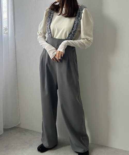 rectangle(レクタングル)の「リブパワショルシアー袖トップス(Tシャツ/カットソー・レディース・ブラック/オフホワイト・FREE)」の11枚目の写真