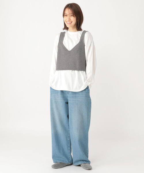 studio CLIP(スタディオクリップ)の「12ゲージニットセットワンピース(ワンピース・レディース・グレー/ライトベージュ・FREE)」の7枚目の写真