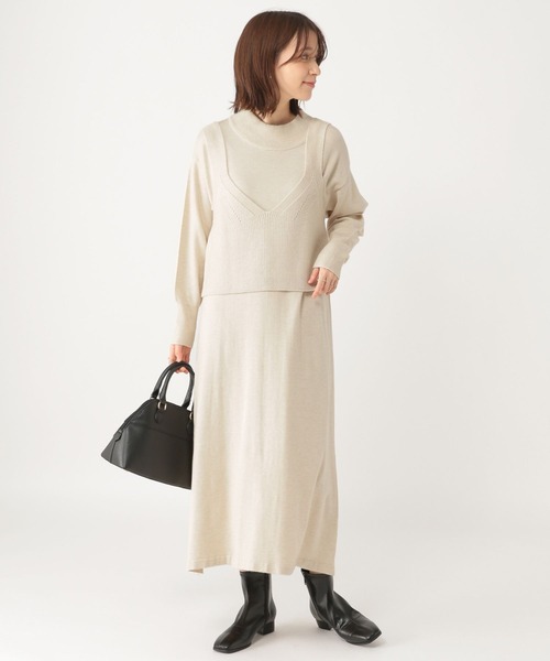 studio CLIP(スタディオクリップ)の「12ゲージニットセットワンピース(ワンピース・レディース・グレー/ライトベージュ・FREE)」の10枚目の写真