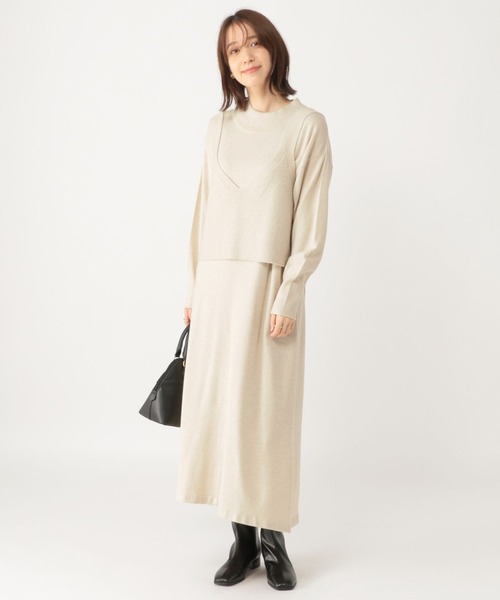 studio CLIP(スタディオクリップ)の「12ゲージニットセットワンピース(ワンピース・レディース・グレー/ライトベージュ・FREE)」の12枚目の写真