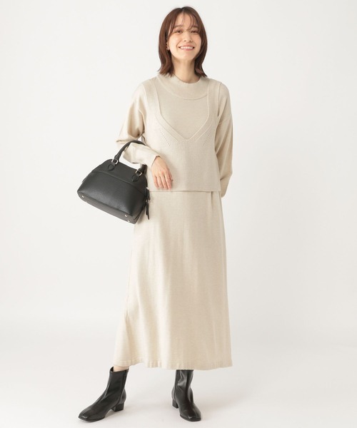studio CLIP(スタディオクリップ)の「12ゲージニットセットワンピース(ワンピース・レディース・グレー/ライトベージュ・FREE)」の13枚目の写真