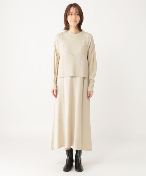 studio CLIP(スタディオクリップ)の「12ゲージニットセットワンピース(ワンピース・レディース・グレー/ライトベージュ・FREE)」の14枚目の写真