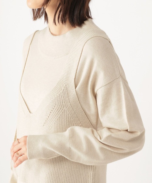 studio CLIP(スタディオクリップ)の「12ゲージニットセットワンピース(ワンピース・レディース・グレー/ライトベージュ・FREE)」の18枚目の写真