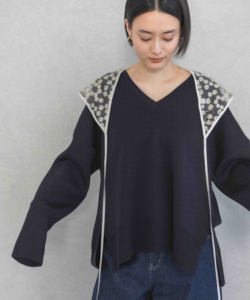 A part by（アパートバイ）の「フラワーシシュウマルチスカーフ（バンダナ/スカーフ・レディース・アイボリー/ブラック・FREE）」の9枚目の写真