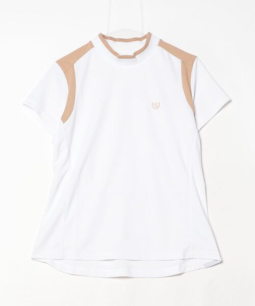 TIGORA(ティゴラ)の「ティゴラ TIGORA 遮熱UVカット鹿の子切替半袖モックシャツ(Tシャツ/カットソー・レディース・ホワイト/ブラック・S/M/L/2XL/XL)」の4枚目の写真