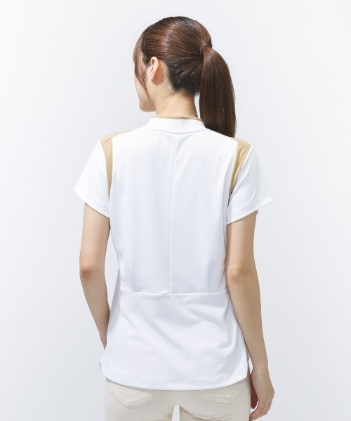 TIGORA(ティゴラ)の「ティゴラ TIGORA 遮熱UVカット鹿の子切替半袖モックシャツ(Tシャツ/カットソー・レディース・ホワイト/ブラック・S/M/L/2XL/XL)」の16枚目の写真