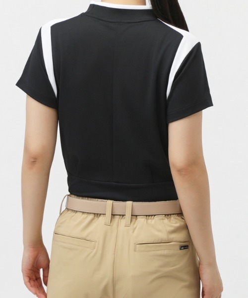 TIGORA(ティゴラ)の「ティゴラ TIGORA 遮熱UVカット鹿の子切替半袖モックシャツ(Tシャツ/カットソー・レディース・ホワイト/ブラック・S/M/L/2XL/XL)」の5枚目の写真