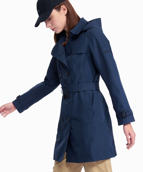 AIGLE(エーグル)の「GORE-TEX ゴアテックス 防風 防水 撥水 透湿 ダブルプレスト トレンチコート フード取り外し可(トレンチコート・レディース・ダークブルー/オフホワイト・40/38/36/34)」の17枚目の写真