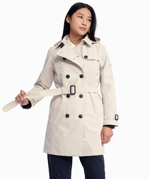 AIGLE(エーグル)の「GORE-TEX ゴアテックス 防風 防水 撥水 透湿 ダブルプレスト トレンチコート フード取り外し可(トレンチコート・レディース・ダークブルー/オフホワイト・40/38/36/34)」の9枚目の写真
