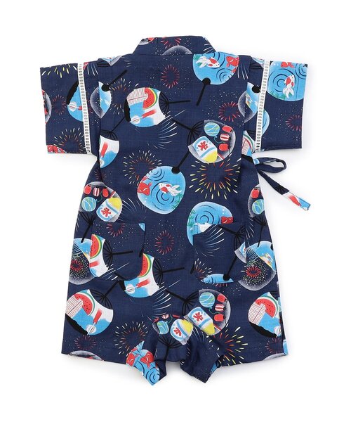 Ampersand（アンパサンド）の「粋な総柄甚平ロンパス（ロンパース・キッズ・ベージュ/ネイビー/グリーン/ライトグレー・70/80）」の14枚目の写真