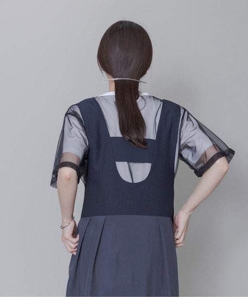 Eimee Law（エイミーロウ）の「ロゴテープポイントUネックジャンスカ（ジャンパースカート・レディース・ダークネイビー/ブラック・FREE）」の12枚目の写真