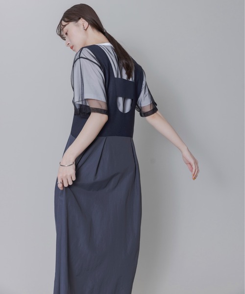 Eimee Law（エイミーロウ）の「ロゴテープポイントUネックジャンスカ（ジャンパースカート・レディース・ダークネイビー/ブラック・FREE）」の14枚目の写真