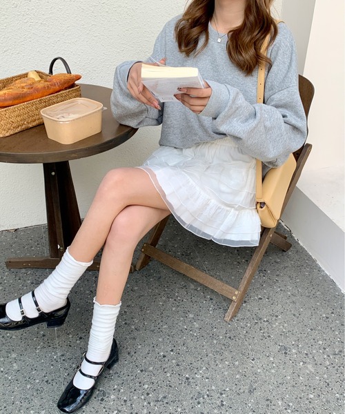 新品タグ付　エブール　トリアセコットン　オーガンジー　ティアードスカート　ブルー 新品タグ付 エブール トリアセコットン オーガンジー ティアード