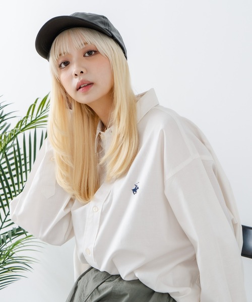 BEVERLY HILLS POLO CLUB(ビバリーヒルズポロクラブ)の「【BEVERLY HILLS POLO CLUB/ビバリーヒルズポロクラブ】BIGシルエット レギュラーカラー ロングスリーブシャツ/長袖シャツ(シャツ/ブラウス・レディース・ダークブルー/オフホワイト/ブルー/グリーン/イエロー/ダークグリーン/グレー/レッド/ブラック・MEDIUM)」の13枚目の写真