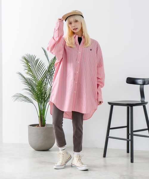 BEVERLY HILLS POLO CLUB(ビバリーヒルズポロクラブ)の「【BEVERLY HILLS POLO CLUB/ビバリーヒルズポロクラブ】BIGシルエット レギュラーカラー ロングスリーブシャツ/長袖シャツ(シャツ/ブラウス・レディース・ダークブルー/オフホワイト/ブルー/グリーン/イエロー/ダークグリーン/グレー/レッド/ブラック・MEDIUM)」の16枚目の写真