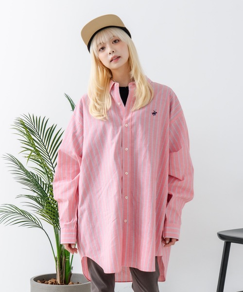 BEVERLY HILLS POLO CLUB(ビバリーヒルズポロクラブ)の「【BEVERLY HILLS POLO CLUB/ビバリーヒルズポロクラブ】BIGシルエット レギュラーカラー ロングスリーブシャツ/長袖シャツ(シャツ/ブラウス・レディース・ダークブルー/オフホワイト/ブルー/グリーン/イエロー/ダークグリーン/グレー/レッド/ブラック・MEDIUM)」の17枚目の写真