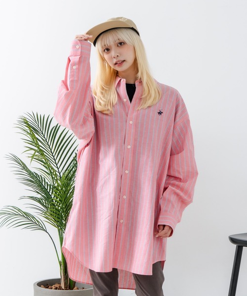BEVERLY HILLS POLO CLUB(ビバリーヒルズポロクラブ)の「【BEVERLY HILLS POLO CLUB/ビバリーヒルズポロクラブ】BIGシルエット レギュラーカラー ロングスリーブシャツ/長袖シャツ(シャツ/ブラウス・レディース・ダークブルー/オフホワイト/ブルー/グリーン/イエロー/ダークグリーン/グレー/レッド/ブラック・MEDIUM)」の18枚目の写真