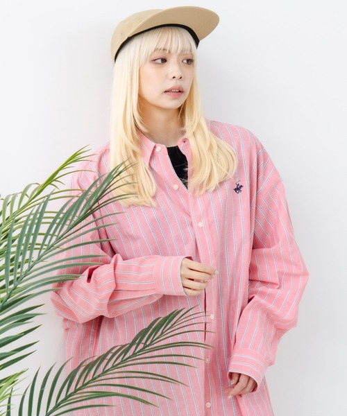 BEVERLY HILLS POLO CLUB(ビバリーヒルズポロクラブ)の「【BEVERLY HILLS POLO CLUB/ビバリーヒルズポロクラブ】BIGシルエット レギュラーカラー ロングスリーブシャツ/長袖シャツ(シャツ/ブラウス・レディース・ダークブルー/オフホワイト/ブルー/グリーン/イエロー/ダークグリーン/グレー/レッド/ブラック・MEDIUM)」の19枚目の写真