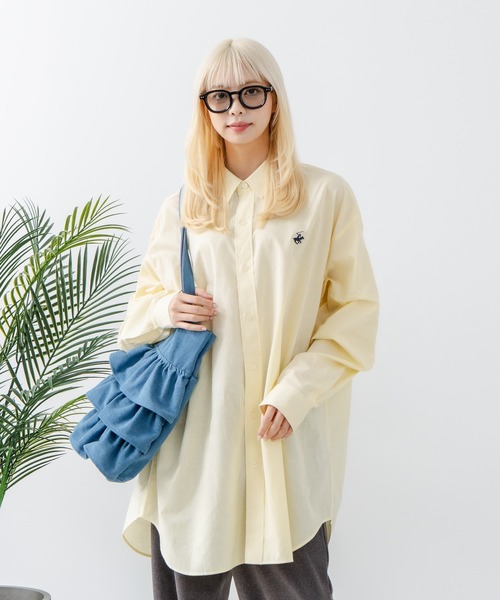 BEVERLY HILLS POLO CLUB(ビバリーヒルズポロクラブ)の「【BEVERLY HILLS POLO CLUB/ビバリーヒルズポロクラブ】BIGシルエット レギュラーカラー ロングスリーブシャツ/長袖シャツ(シャツ/ブラウス・レディース・ダークブルー/オフホワイト/ブルー/グリーン/イエロー/ダークグリーン/グレー/レッド/ブラック・MEDIUM)」の20枚目の写真