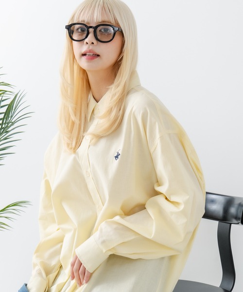 BEVERLY HILLS POLO CLUB(ビバリーヒルズポロクラブ)の「【BEVERLY HILLS POLO CLUB/ビバリーヒルズポロクラブ】BIGシルエット レギュラーカラー ロングスリーブシャツ/長袖シャツ(シャツ/ブラウス・レディース・ダークブルー/オフホワイト/ブルー/グリーン/イエロー/ダークグリーン/グレー/レッド/ブラック・MEDIUM)」の22枚目の写真