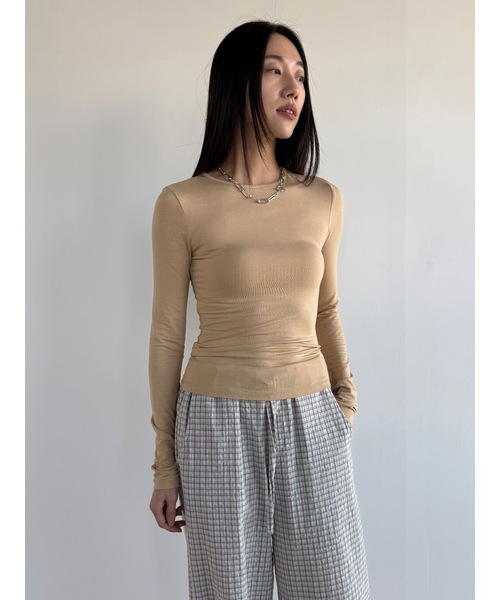 Didot.showroom（ディドット ショールーム）の「【DIDOT.】ロングスリーブT（Tシャツ/カットソー・レディース・アイボリー/ブラック/スカイブルー/グレー/ミント/ベージュ/パープル・FREE）」の5枚目の写真