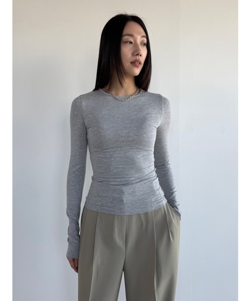 Didot.showroom（ディドット ショールーム）の「【DIDOT.】ロングスリーブT（Tシャツ/カットソー・レディース・アイボリー/ブラック/スカイブルー/グレー/ミント/ベージュ/パープル・FREE）」の4枚目の写真