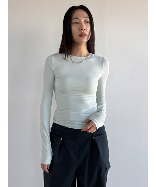 Didot.showroom（ディドット ショールーム）の「【DIDOT.】ロングスリーブT（Tシャツ/カットソー・レディース・アイボリー/ブラック/スカイブルー/グレー/ミント/ベージュ/パープル・FREE）」の6枚目の写真