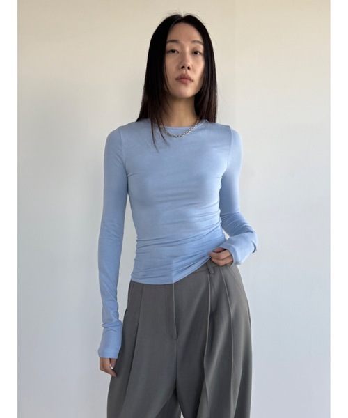 Didot.showroom（ディドット ショールーム）の「【DIDOT.】ロングスリーブT（Tシャツ/カットソー・レディース・アイボリー/ブラック/スカイブルー/グレー/ミント/ベージュ/パープル・FREE）」の7枚目の写真