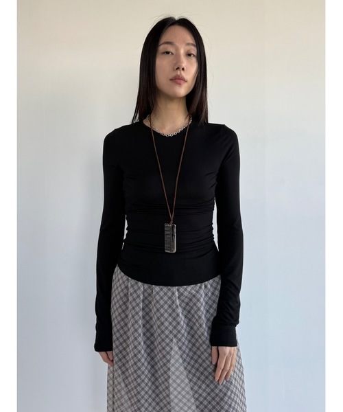 Didot.showroom（ディドット ショールーム）の「【DIDOT.】ロングスリーブT（Tシャツ/カットソー・レディース・アイボリー/ブラック/スカイブルー/グレー/ミント/ベージュ/パープル・FREE）」の3枚目の写真