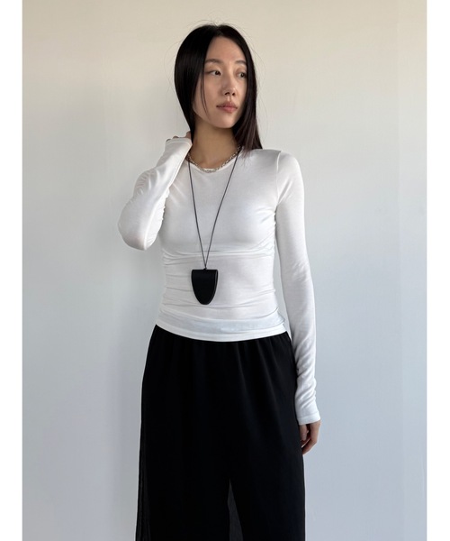 Didot.showroom（ディドット ショールーム）の「【DIDOT.】ロングスリーブT（Tシャツ/カットソー・レディース・アイボリー/ブラック/スカイブルー/グレー/ミント/ベージュ/パープル・FREE）」の9枚目の写真