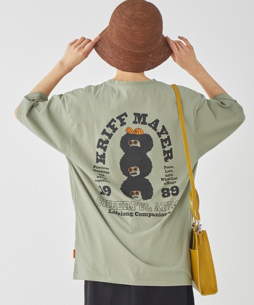 KRIFF MAYER（クリフメイヤー）の「アフロくんT(団子)（Tシャツ/カットソー・メンズ・マスタード/セージグリーン/オフホワイト/ブラック/パープル・MEDIUM/LARGE/X-LARGE）」の4枚目の写真