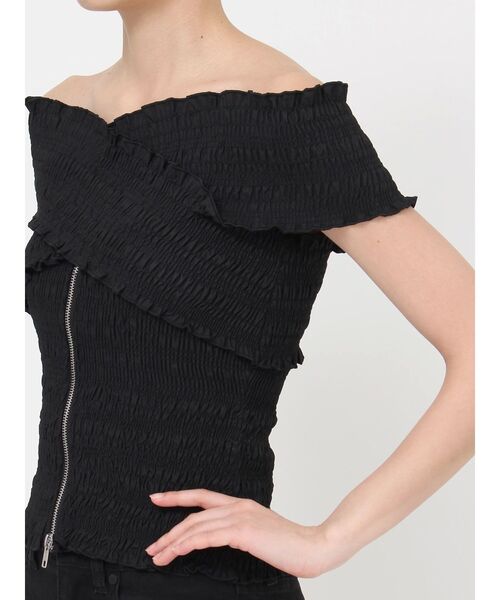 MURUA（ムルーア）の「シャーリングオフショルブラウス（シャツ/ブラウス・レディース・ホワイト/ブラック/ブルー・FREE）」の21枚目の写真