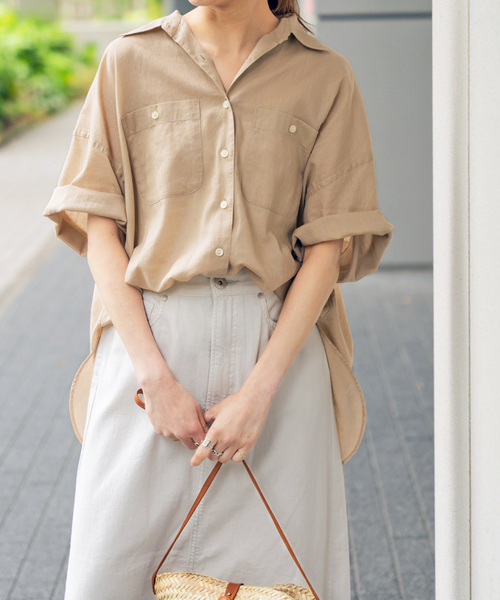 セール】《WEB限定追加》コットンリネンハーフスリーブシャツ