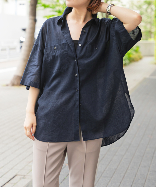 ゆきだるま Spick&Span コットンリネンハーフスリーブシャツ ゆきだるま様専用 Spick&Span コットンリネンハーフスリーブ